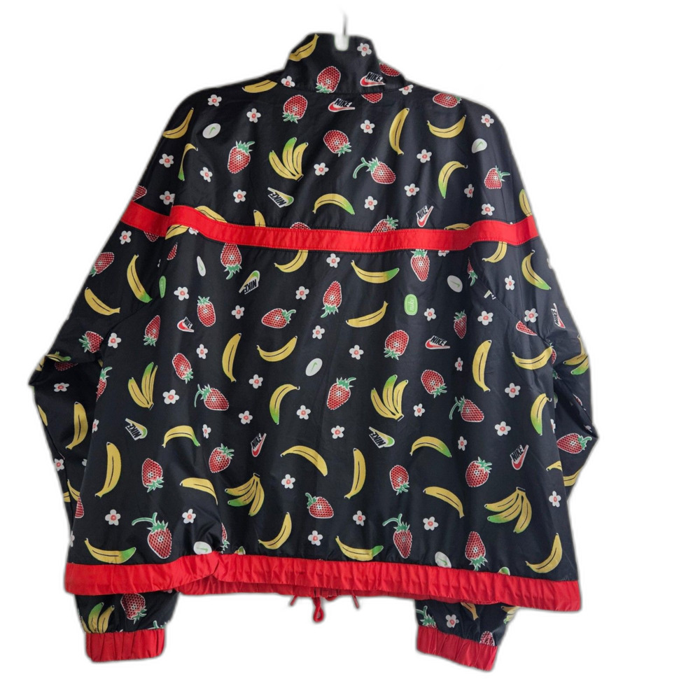 NIKE 1X Fruit Printed Jacket Black/University Red Full Zip Banana Windbreaker